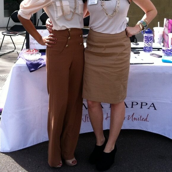 Women's Brown High Waisted Trouser with Gold Buttons - Small - Picture 8 of 8